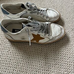 Golden Goose White and Gold Ball Star Sneakers